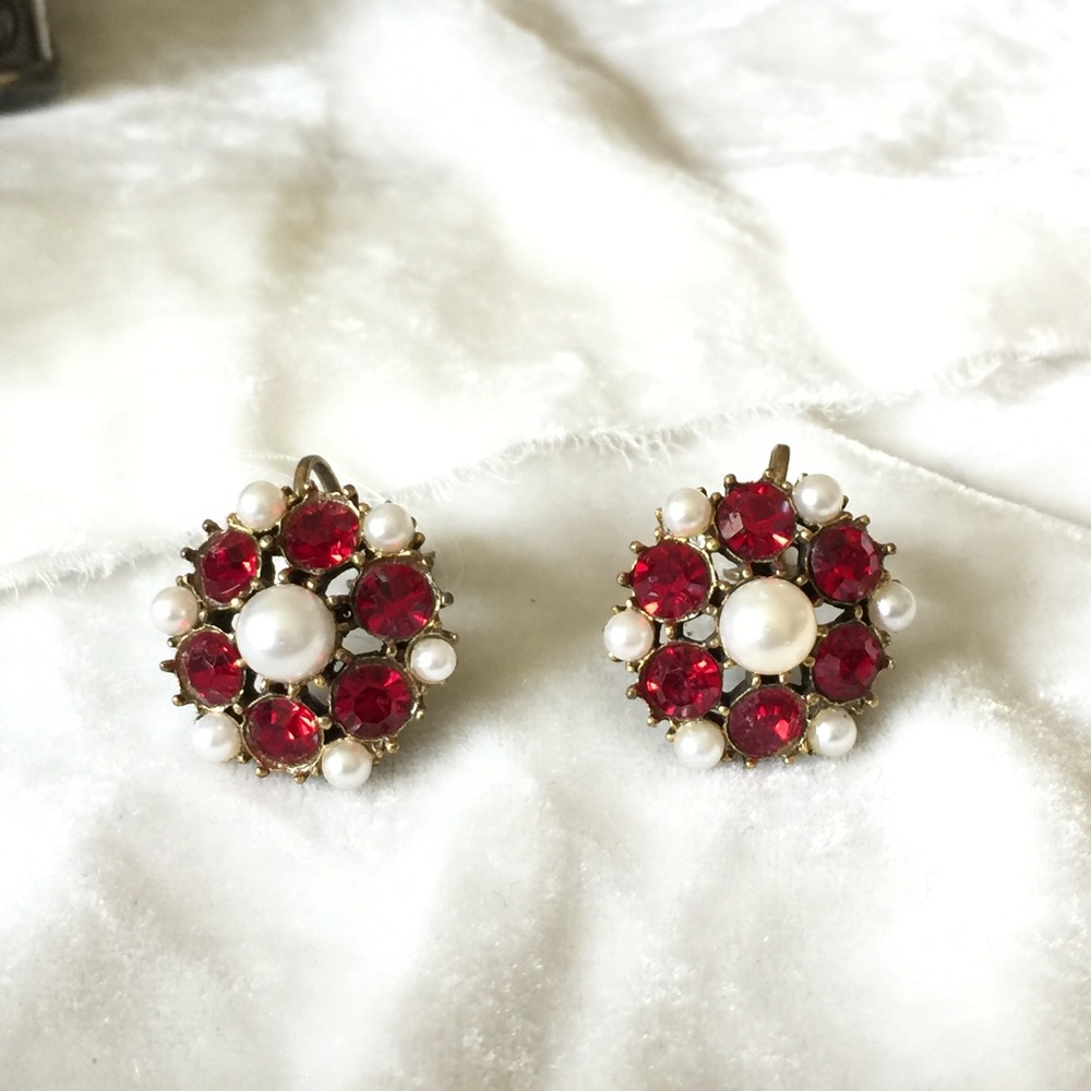 Pearl Gem Clip On Earrings